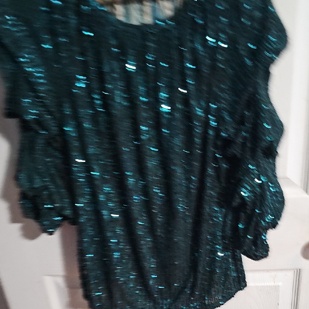 Cece Sequin Teal Top - image 4